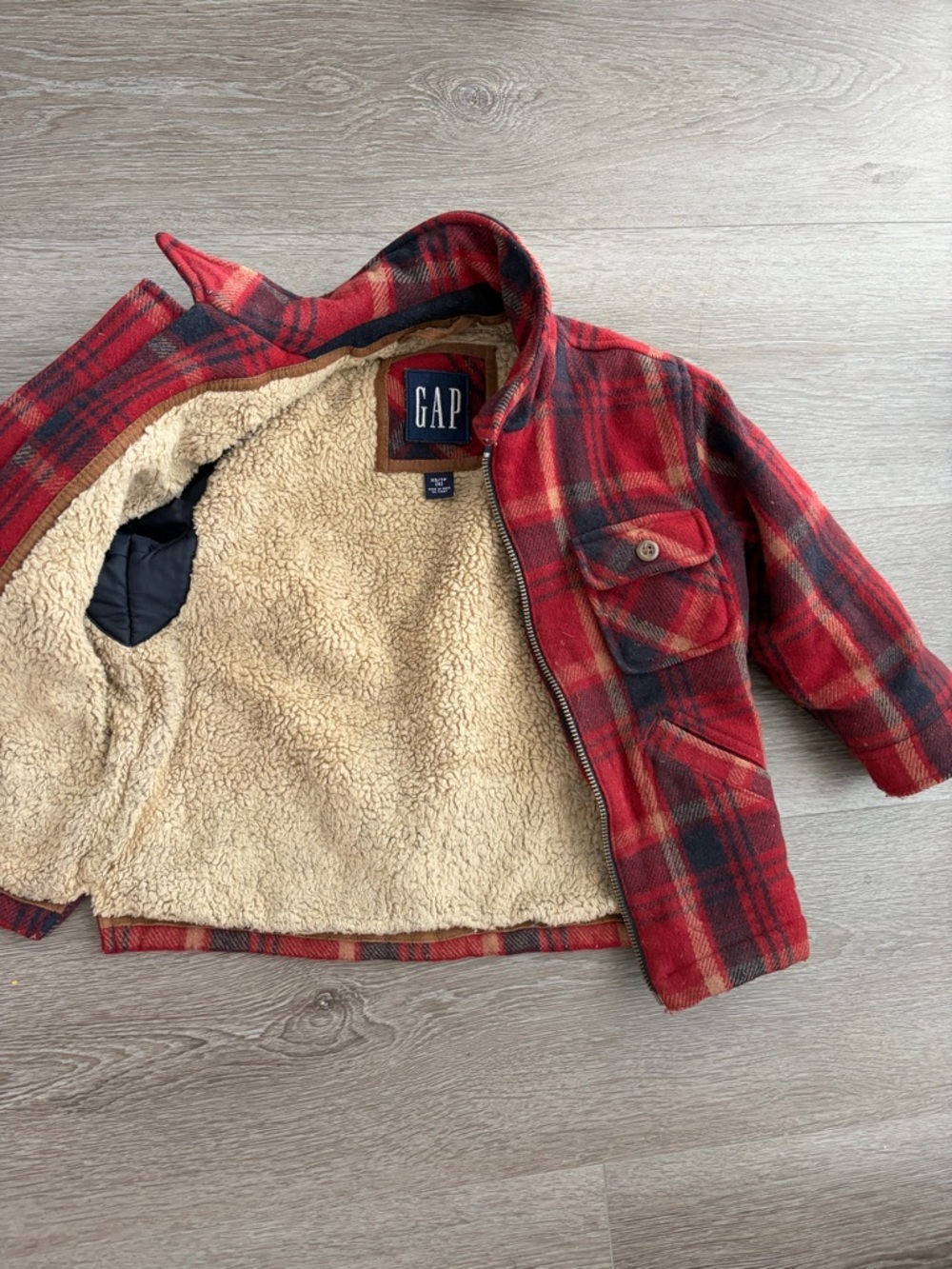 Vintage GAP Red Plaid buffalo plaid wool blend Sherpa-Lined Jacket
